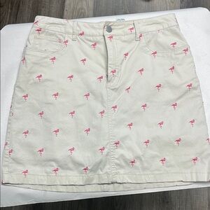 Croft & Barrow White Skirt with Pink Flamingos